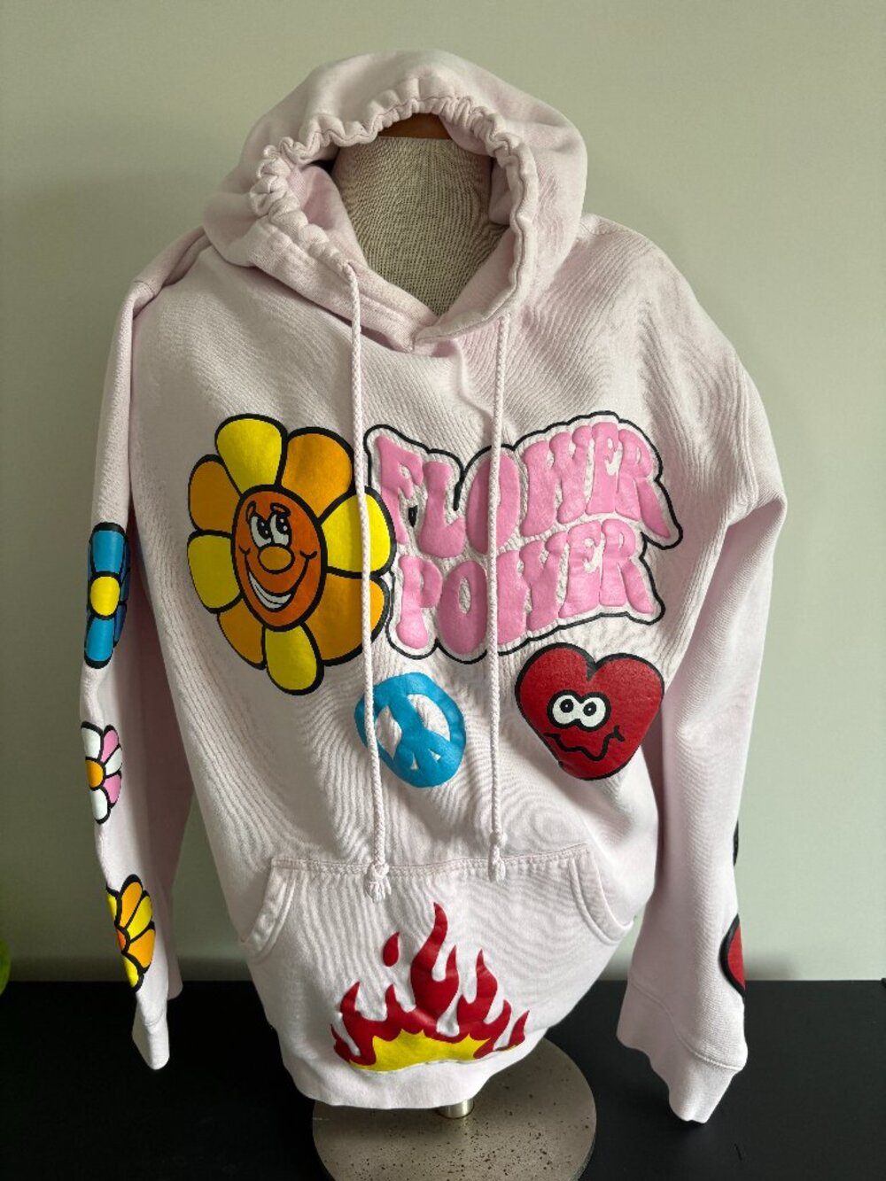 Alpha Collective Los Angeles Hoodie in a Soft Pink with Raised Cool Designs
